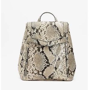 Double Zip Faux Leather Backpack - Snake